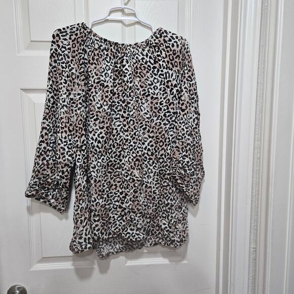 Cynthia Rowley Woman 1X Leopard Print Blouse Pink Black Animal Print Top - Picture 7 of 9